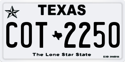 TX license plate COT2250