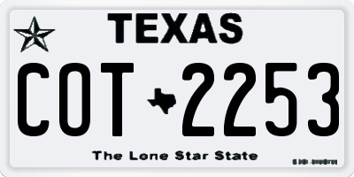 TX license plate COT2253