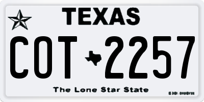 TX license plate COT2257