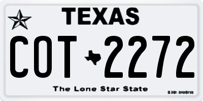 TX license plate COT2272