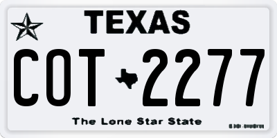 TX license plate COT2277