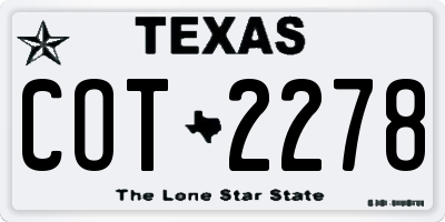 TX license plate COT2278