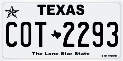 TX license plate COT2293