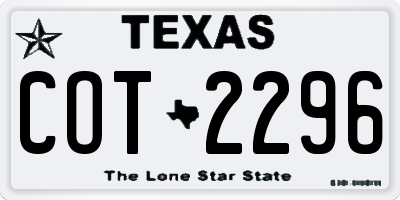 TX license plate COT2296