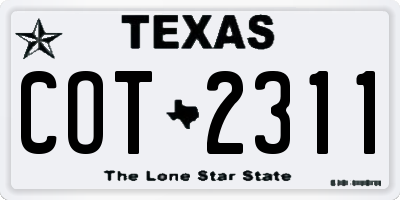 TX license plate COT2311
