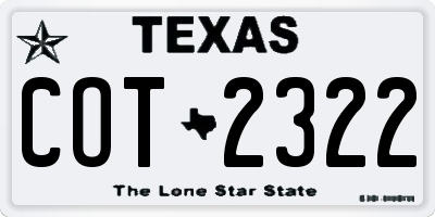 TX license plate COT2322