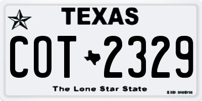 TX license plate COT2329