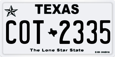 TX license plate COT2335