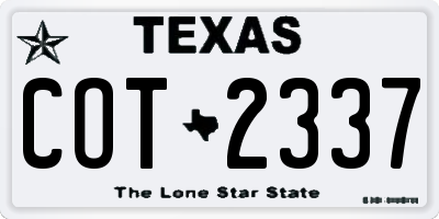 TX license plate COT2337