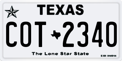 TX license plate COT2340