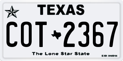 TX license plate COT2367