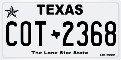 TX license plate COT2368
