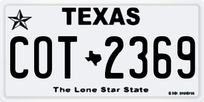 TX license plate COT2369