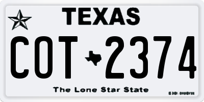 TX license plate COT2374