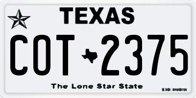 TX license plate COT2375