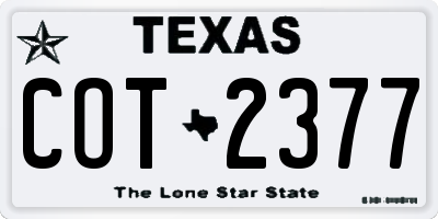 TX license plate COT2377