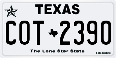 TX license plate COT2390