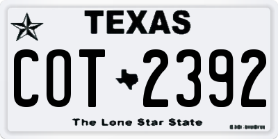TX license plate COT2392