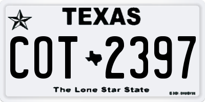 TX license plate COT2397