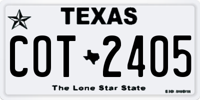 TX license plate COT2405
