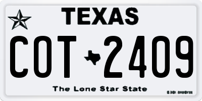 TX license plate COT2409