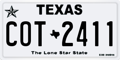 TX license plate COT2411