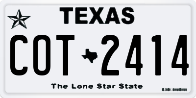 TX license plate COT2414