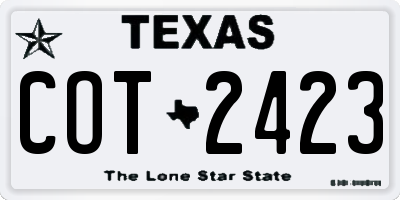 TX license plate COT2423