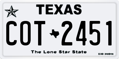 TX license plate COT2451