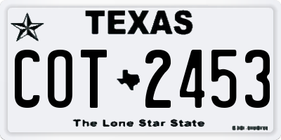 TX license plate COT2453