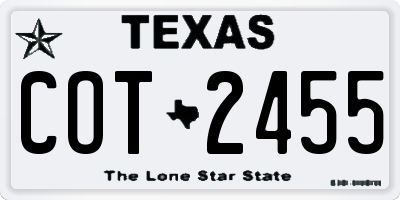 TX license plate COT2455