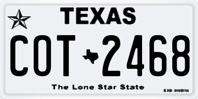 TX license plate COT2468