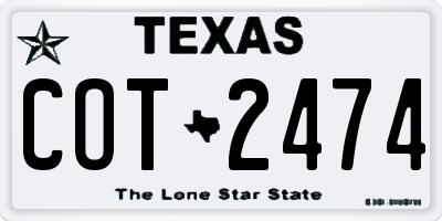 TX license plate COT2474