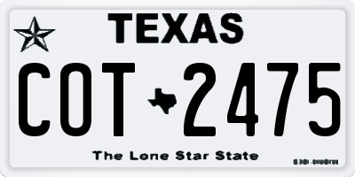 TX license plate COT2475