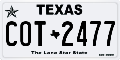 TX license plate COT2477