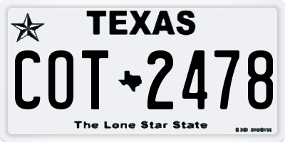 TX license plate COT2478
