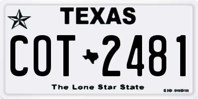 TX license plate COT2481