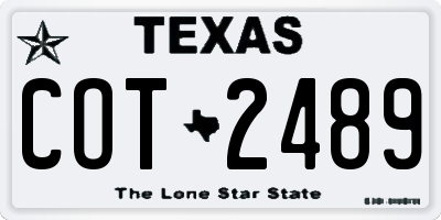 TX license plate COT2489