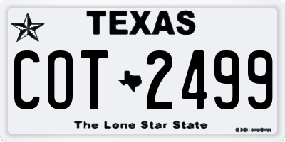 TX license plate COT2499