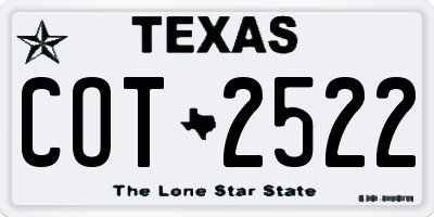 TX license plate COT2522