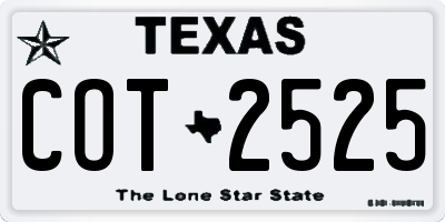 TX license plate COT2525