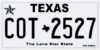 TX license plate COT2527