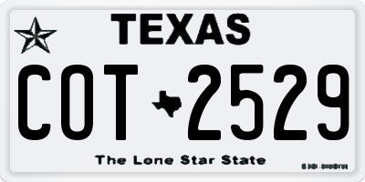 TX license plate COT2529