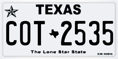 TX license plate COT2535