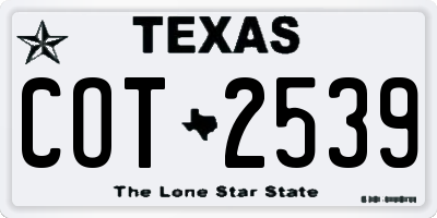 TX license plate COT2539