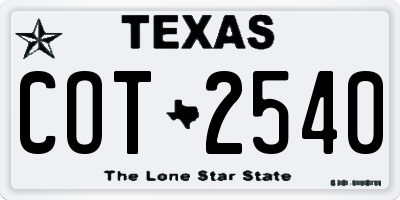 TX license plate COT2540