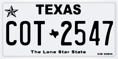 TX license plate COT2547