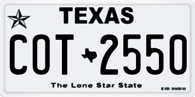 TX license plate COT2550