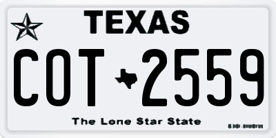 TX license plate COT2559