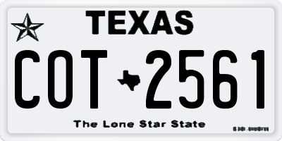 TX license plate COT2561